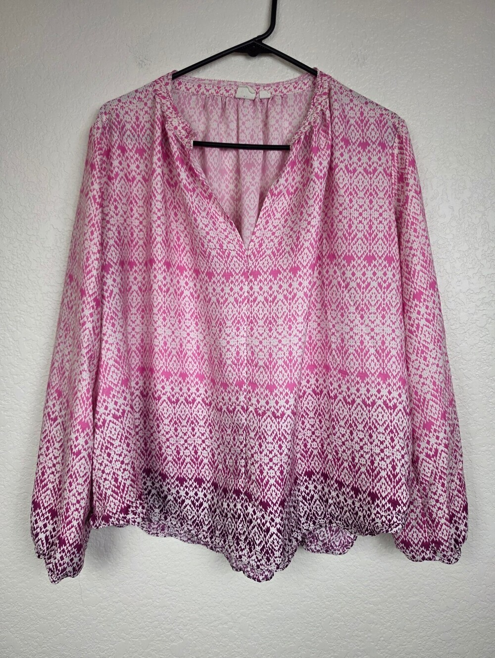 GAP Pink Patterned Long Sleeve Blouse Large Y2K